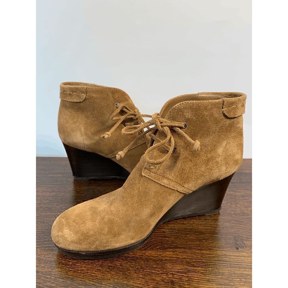 Via Spiga Women's Suede Brown Wedge Ankle Boots Size 39
